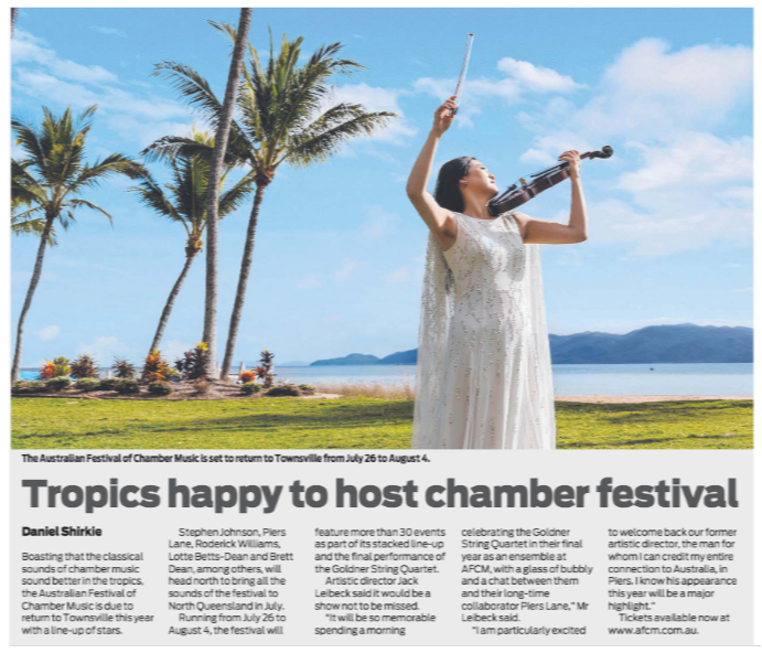 📰The great team at @tsv_bulletin published an article about the AFCM and spoke with @jack_liebeck about when we could expect for this year! #afcm #australianfestivalofchambermusic #chambermusic #soundslikeparadise #music #festival #townsville