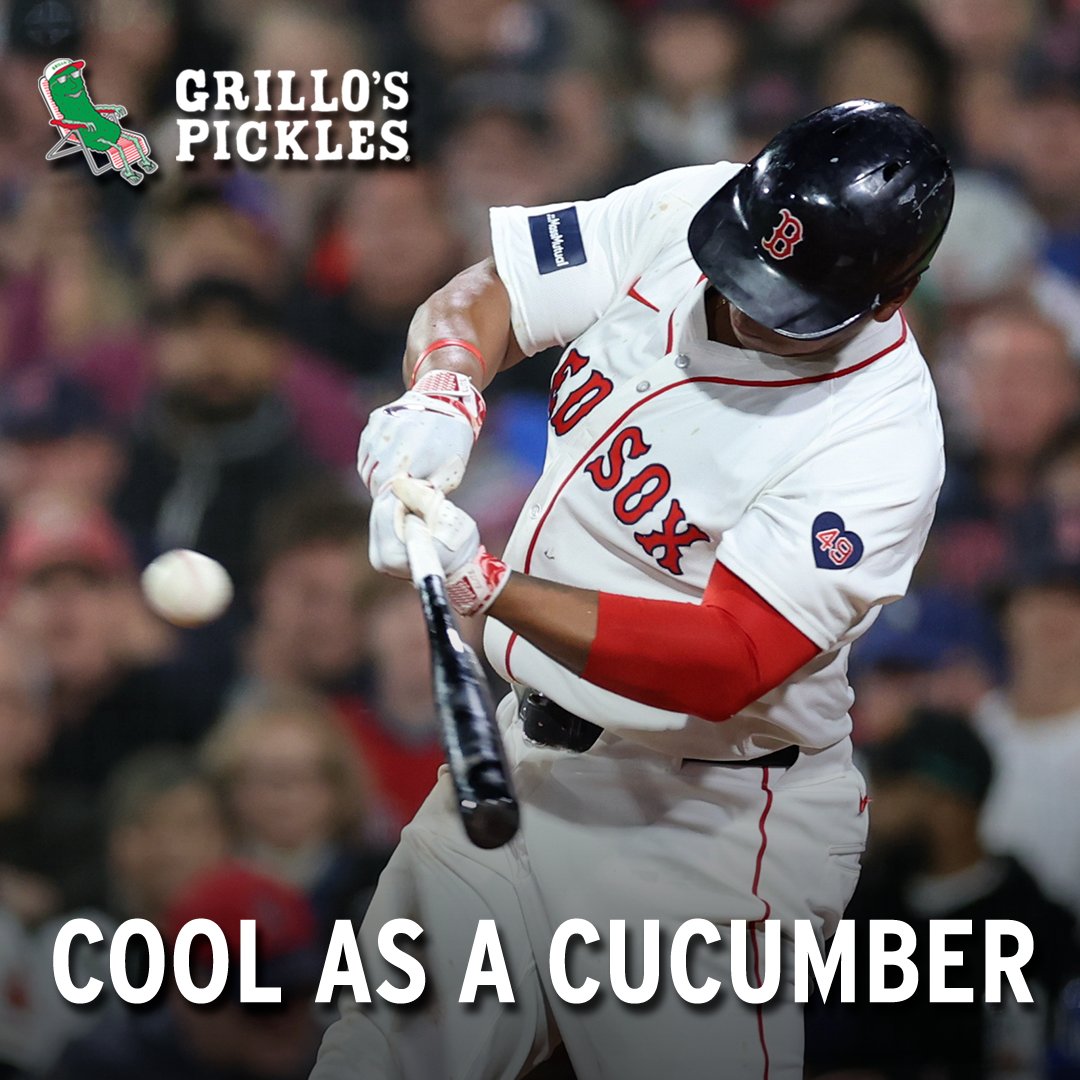 Rafael Devers has been swinging a hot bat his last two games, but he's still as cool as a cucumber 😎. Cool as a Cucumber presented by @GrillosPickes . Find us chillin’ in the refrigerated section.