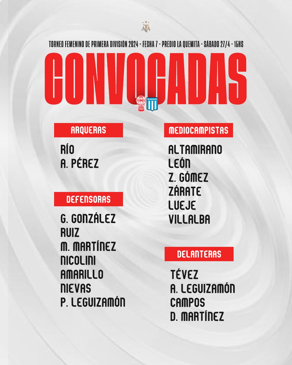 👉 Lista de jugadoras convocadas por Igor Miranda para enfrentar a #Racing en La Quemita Lo vas a poder ver en nuestro canal de YouTube 👇 📱 youtube.com/live/_b8ULerQ3… #VamosGlobo🎈 #HuracánYNadaMás #VamosQuemeras