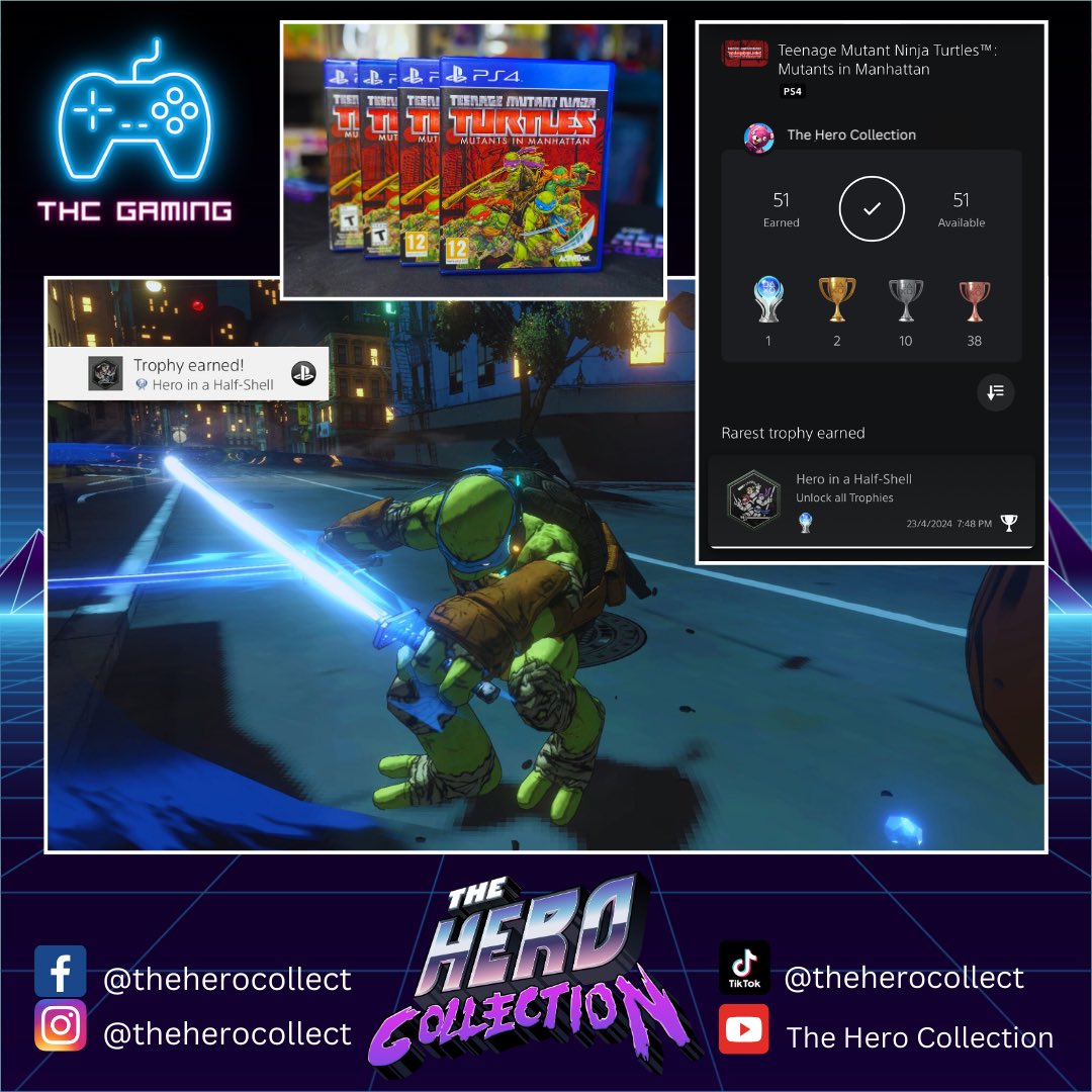 PSN Platinum Trophy #29 - @TMNT : Mutants in Manhattan (PS4) “Hero in a Half-Shell”

Inspired by @IDWPublishing ’s comic book series - the game’s artstyle was inspired by @Santolouco , an artist of the series while the lead writer was @TomWaltz .

Join us on PSN : HeroCollection