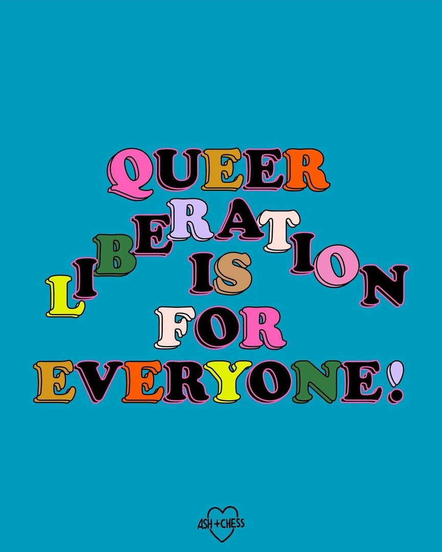 The fight for freedom isn't just for any one group of people—our struggles are intertwined and connected. Queer liberation is for EVERYONE. 🩷 🎨 by @ashandchess