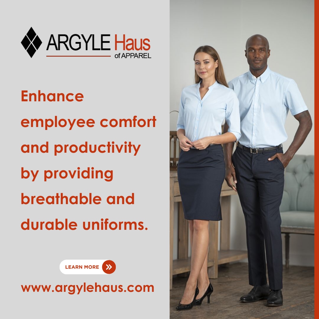 Boost employee comfort and productivity with our breathable, durable uniforms. 💼👕 

Elevate your workplace experience with garments designed for both style and functionality.