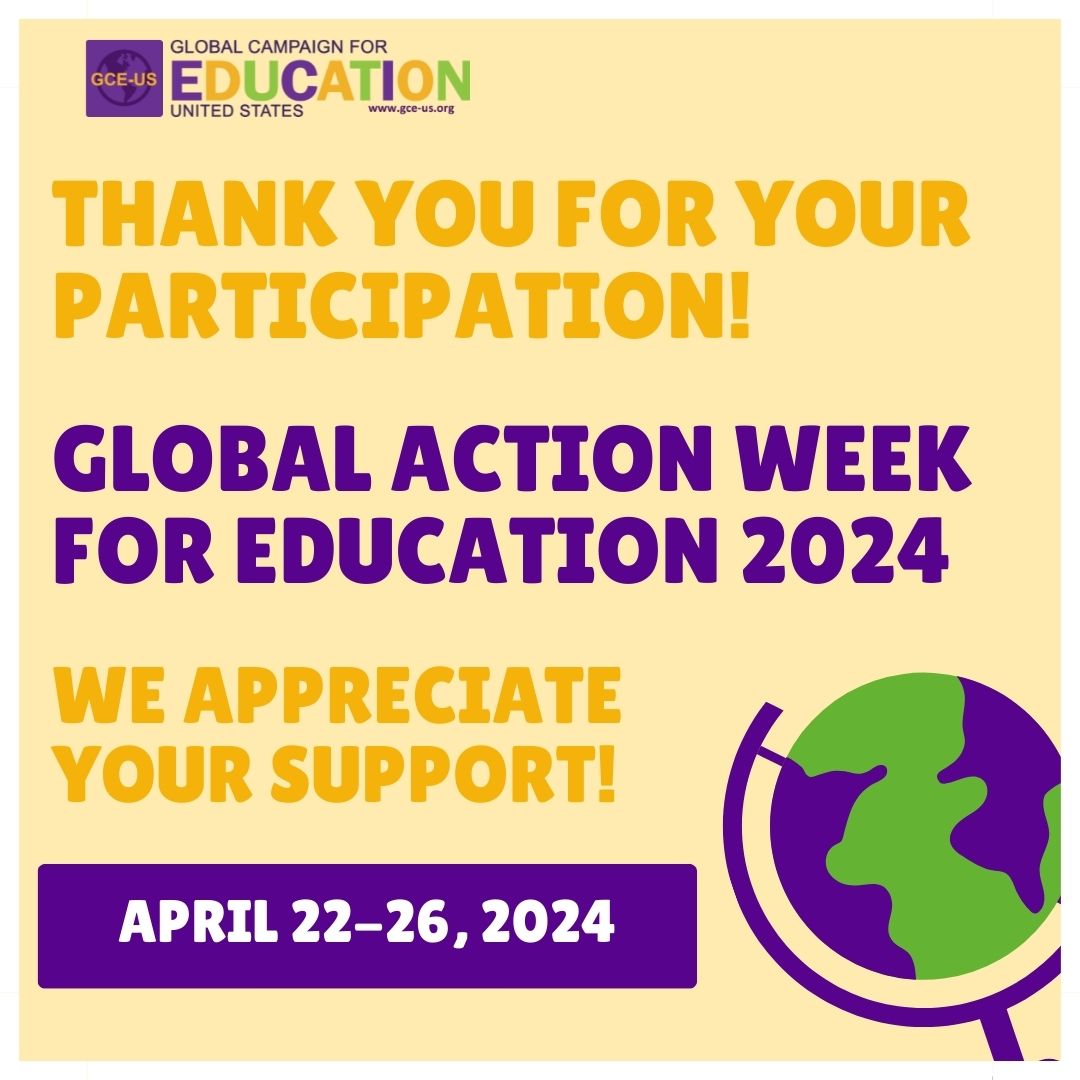 🧡 Thank you for participating in Global Action Week for Education (GAWE)! 💜 Though GAWE is over, we mobilize for #QualityEducation all year. 💚 We are so grateful for all of our partners' work in #TransformingEducation to ensure education is accessible to all students.