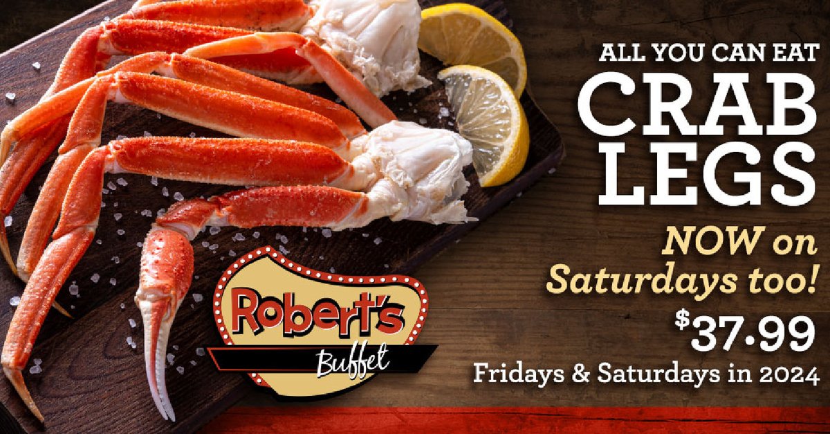 People can't get enough of our All You Can Eat Crab Legs. Come to Robert's Buffet every Friday & Saturday from 4 PM - 10 PM for unlimited crab legs, shrimp, and fried catfish! #RiversideCasino #EliteCasinoResorts #Iowa