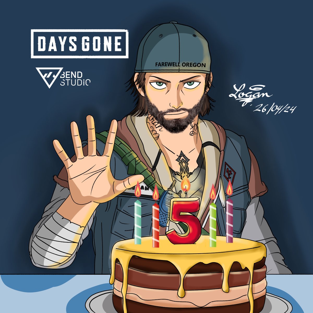 Happy 5 years, Days Gone! 🎉 #Bend30 #BendStudio #DaysGone  #HappyBirthday #FanArtFriday #digitalart