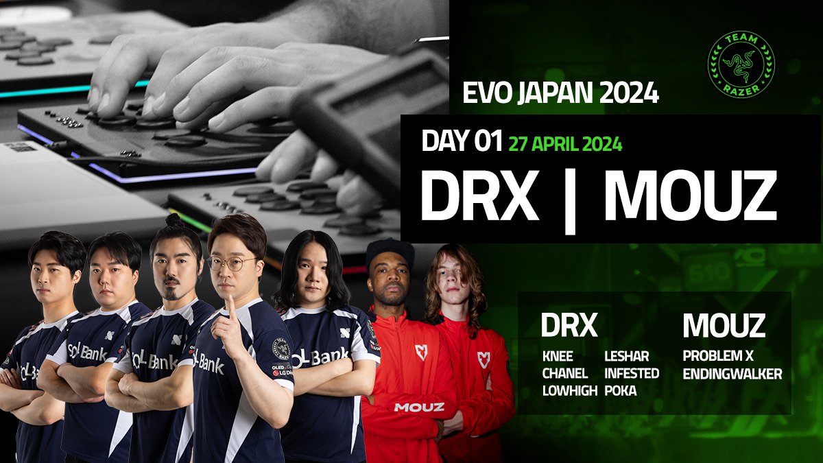 Team Razer is in full force at #EVOJapan2024! ARE YOU READY?! Tune in for all the action: Guilty Gear: twitch.tv/evojapan01 Street Fighter 6: twitch.tv/evojapan02 Tekken 8: twitch.tv/evojapan03