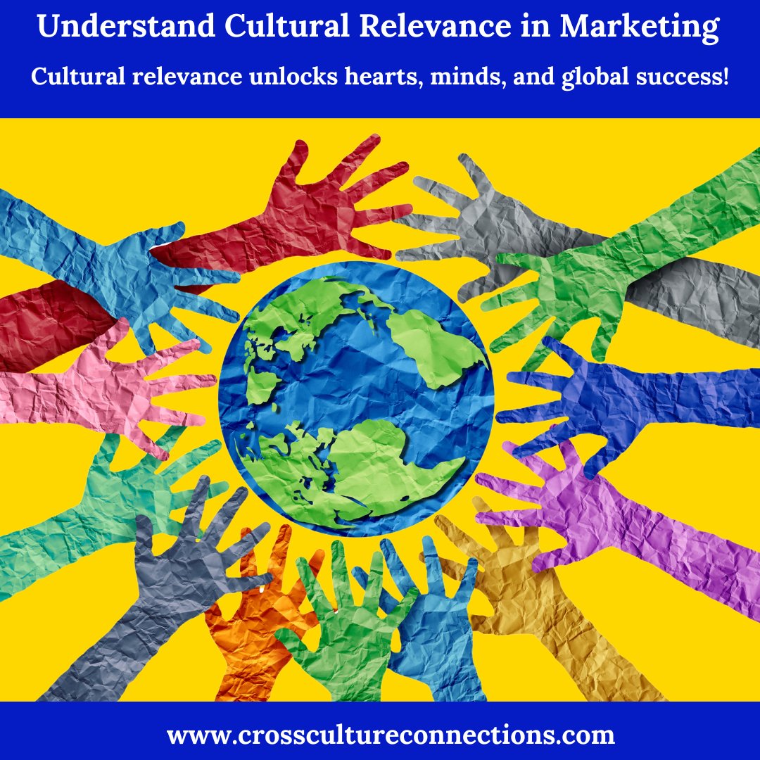 Cultural relevance is all about resonating with the values, beliefs, and preferences of your audience. Visit our website at crosscultureconnections.com or reach out to us via DM on any of our social media platforms to learn more. #CultureSPIN #GlobalSuccess #CrossCultureConnections