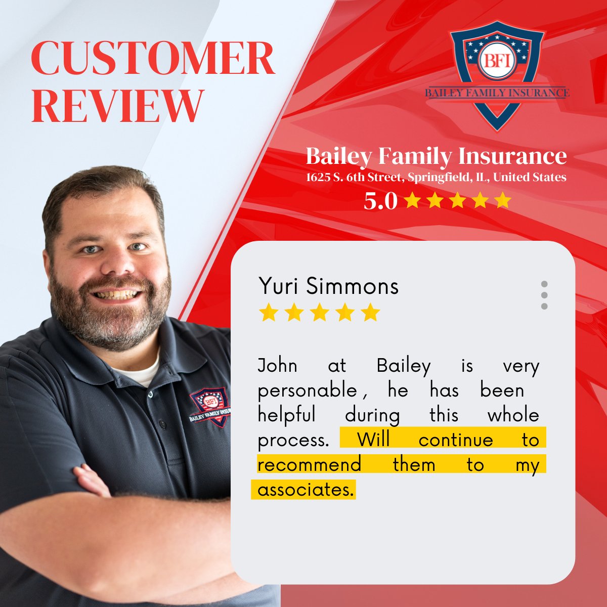 Thank you for trusting us with your insurance needs, Yuri

Join the BFI Family 👪
baileyfamilyinsurance.com/getaquote/

#Insurance
#InsuranceCoverage
#InsurancePolicy
#InsuranceClaim
#InsuranceAgent
#InsuranceQuotes