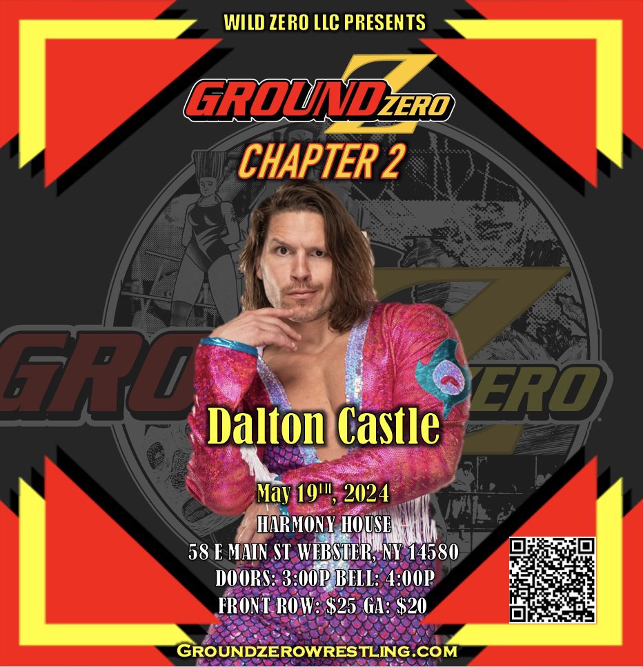 🚨TALENT ANNOUNCEMENT🚨  Sunday May 19th Dalton Castle returns to Rochester at the Harmony House for Wild Zero LLC presents Ground Zero Chapter 2.  Tickets on sale now! eventbrite.com/e/wild-zero-ll… #GroundZero #RespectTheCraft
