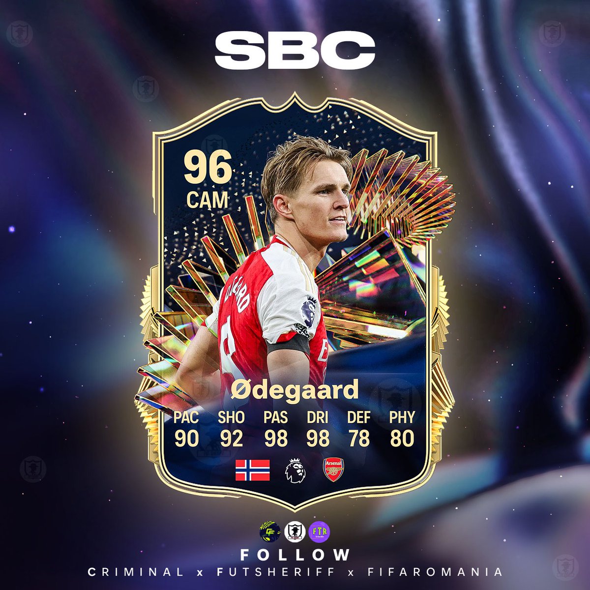 🚨Odegaard 🇳🇴 is coming as TEAM OF THE SEASON SBC soon!🔥 Stats are prediction 💭 Make sure to follow @FutSheriff @fifa_romania @Criminal__x ! #fc24