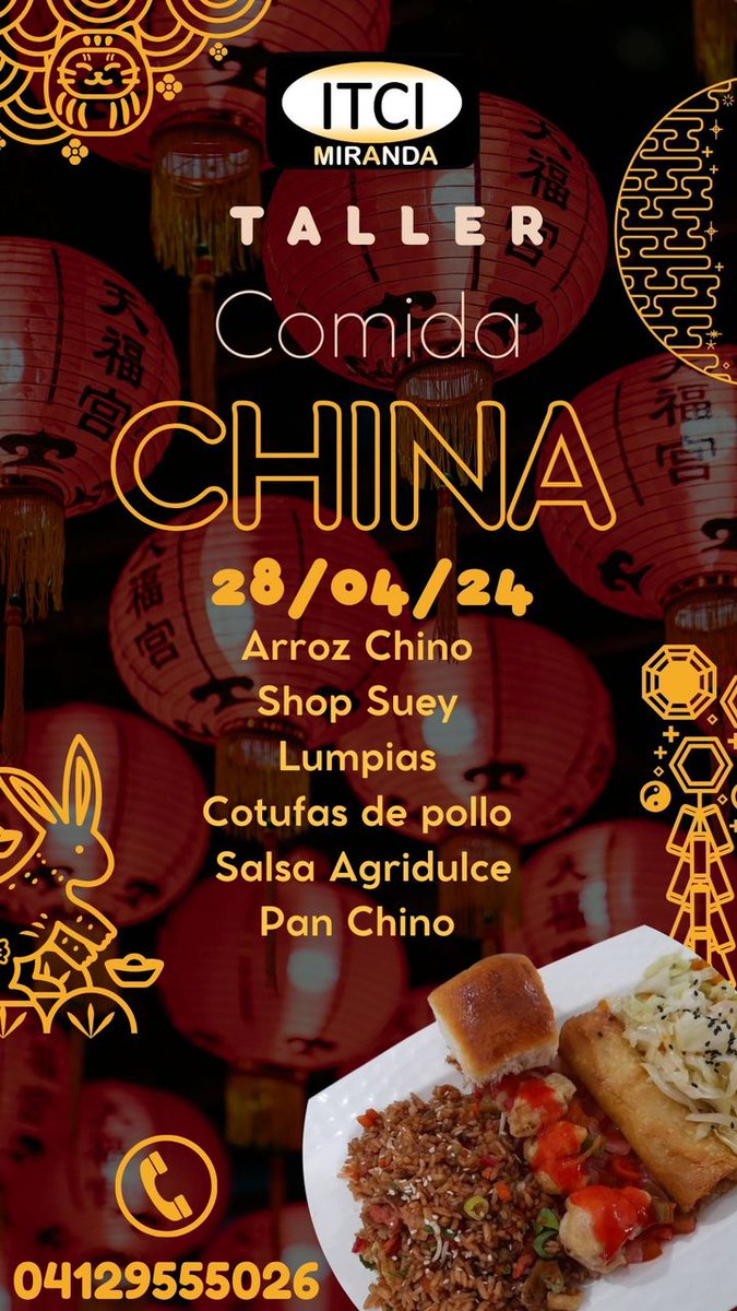 ITCIMiranda2009's tweet photo. Taller de comida china en Los Teques este domingo 28 de julio a las 8:30 AM
@LosTequesGuia @lossalias @concejocarrizal @_AltosMiranda @Altosmirandinos https://t.co/C1Nq8fWxuy