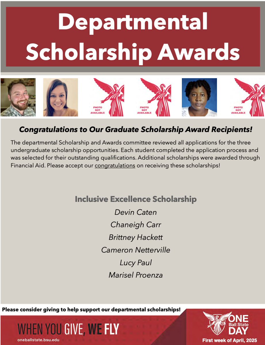 Congratulations to our graduate student scholarship recipients! Devin Caten, Chaneigh Carr, Brittney Hackett, Cameron Netterville, Lucy Paul, and Marisel Proenza! #WeFly #chirpchirp