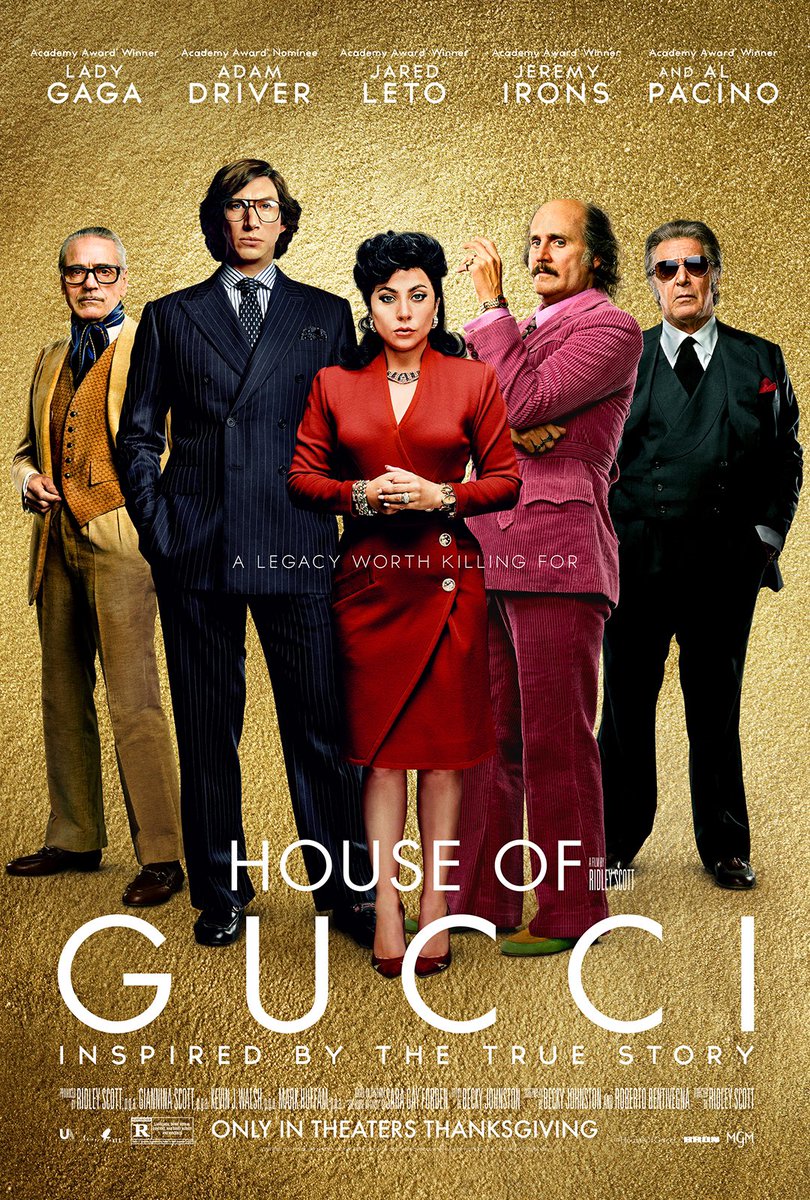 House of Gucci has an impeccable cast. Adam Driver is an underrated actor, Gaga delivered a great performance, and Pacino was a pleasant surprise. Also I didn’t recognize Jared Leto at all.

Also surprised that this is a Ridley Scott film. Overall it’s very good.