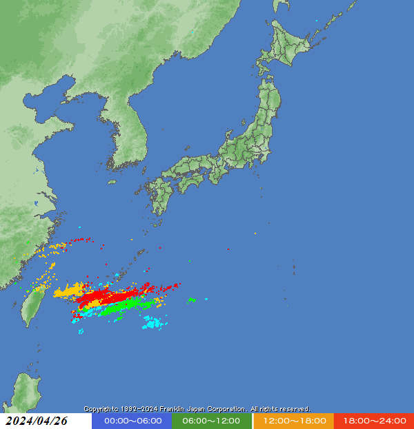 昨日の落雷状況 franklinjapan.jp/raiburari/ligh…