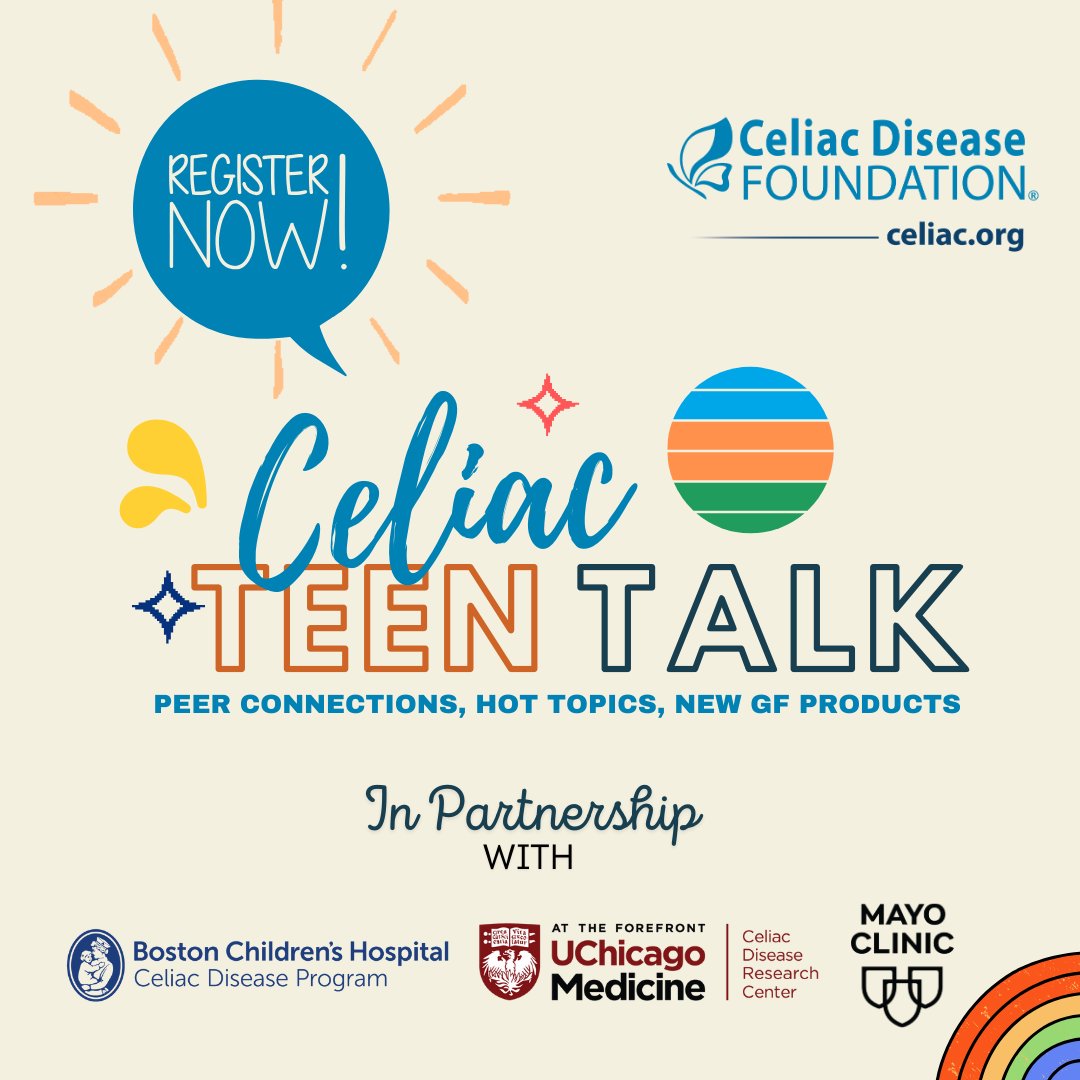 Do you know a teen ages 13-17 with #CeliacDisease living the #GlutenFree life? (Or is that you?) Join our Celiac Teen Talk virtual meet-up on May 5, hosted by Gabrielle Hemond of “No Gluten Gabby.” Register for free: us02web.zoom.us/meeting/regist… #LivingWithCeliac #teen #teens