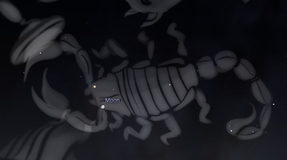 Esa estrellita rojiza cerca de la Luna es Antares (α Scorpii). Aquí está muy nublado. 😔
A ver si alguien la llega a ver.