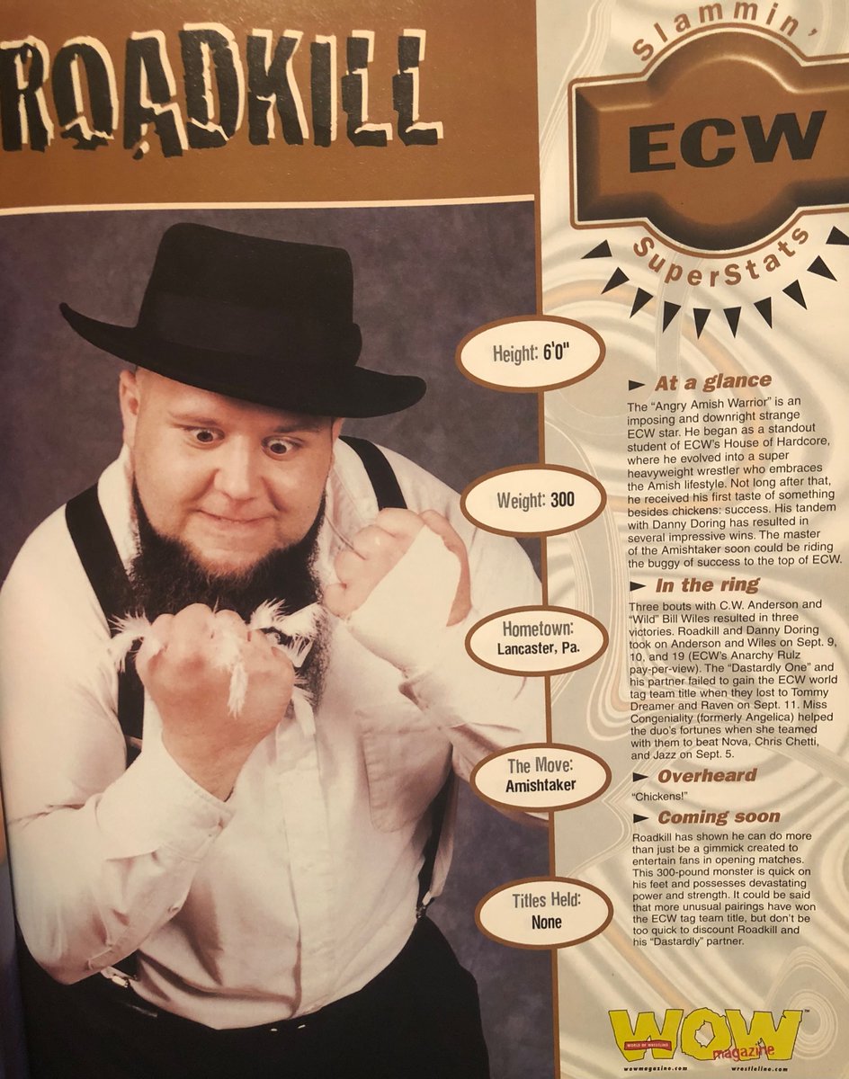 Roadkill from WOW magazine issue 8

#roadkill #amishroadkill #ecw #classicwrestling #attitudeera #90swrestling #wrestling #wowmagazine #worldofwrestlingmagazine