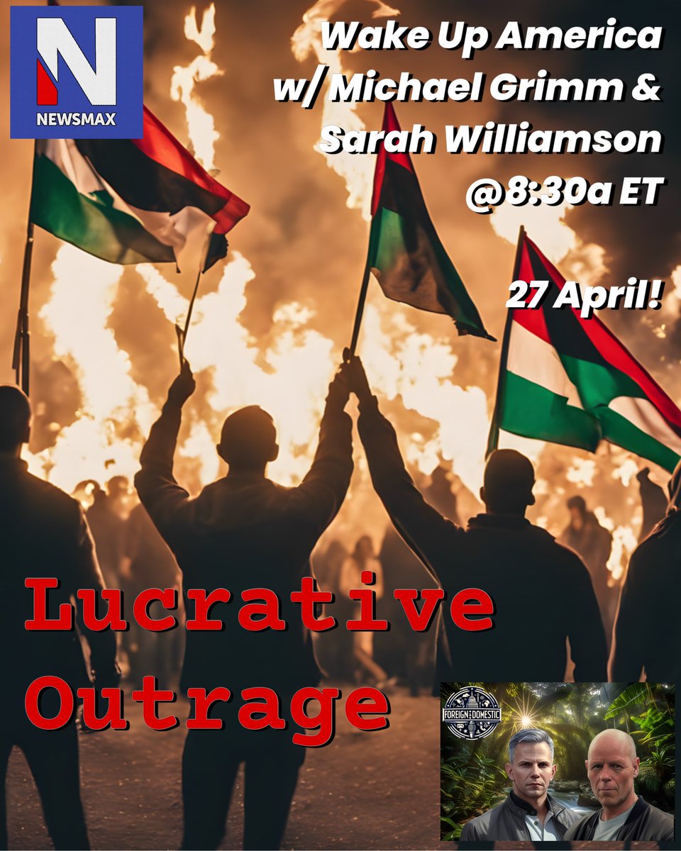 Tomorrow on @NEWSMAX with @MichaelGrimmNY Sarah Williamson and @T_S_P_O_O_K_Y !