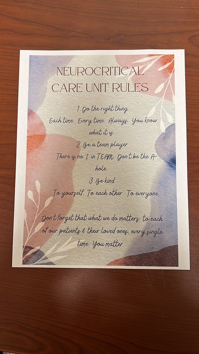 Just made this sign for the #neurocritcare unit. ✅👇 out! What do you think? What would you change??  Keep or 🗑️? #BeKind
