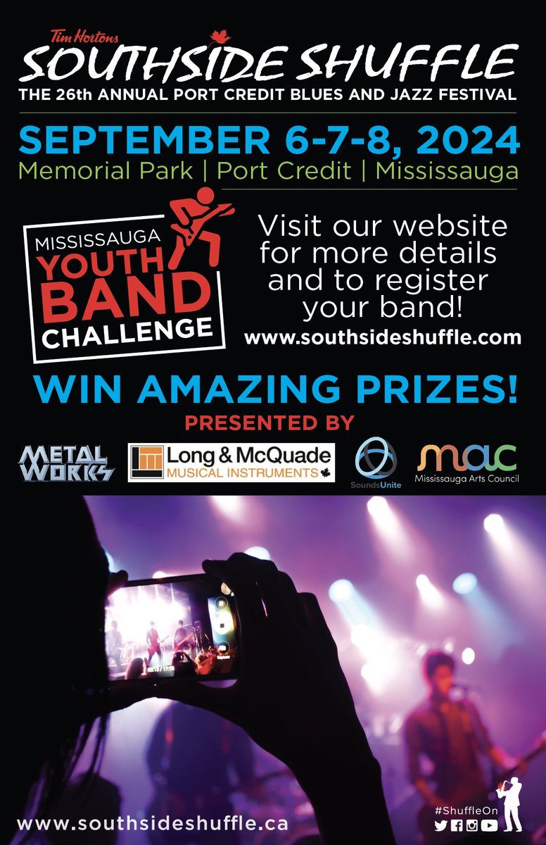 Do you know a youth band (members 12-18 years of age)? You might get to play <a href="/ssshufflepc/">Tim Hortons Southside Shuffle</a>! 

Details here: southsideshuffle.ca/youth-band-cha…