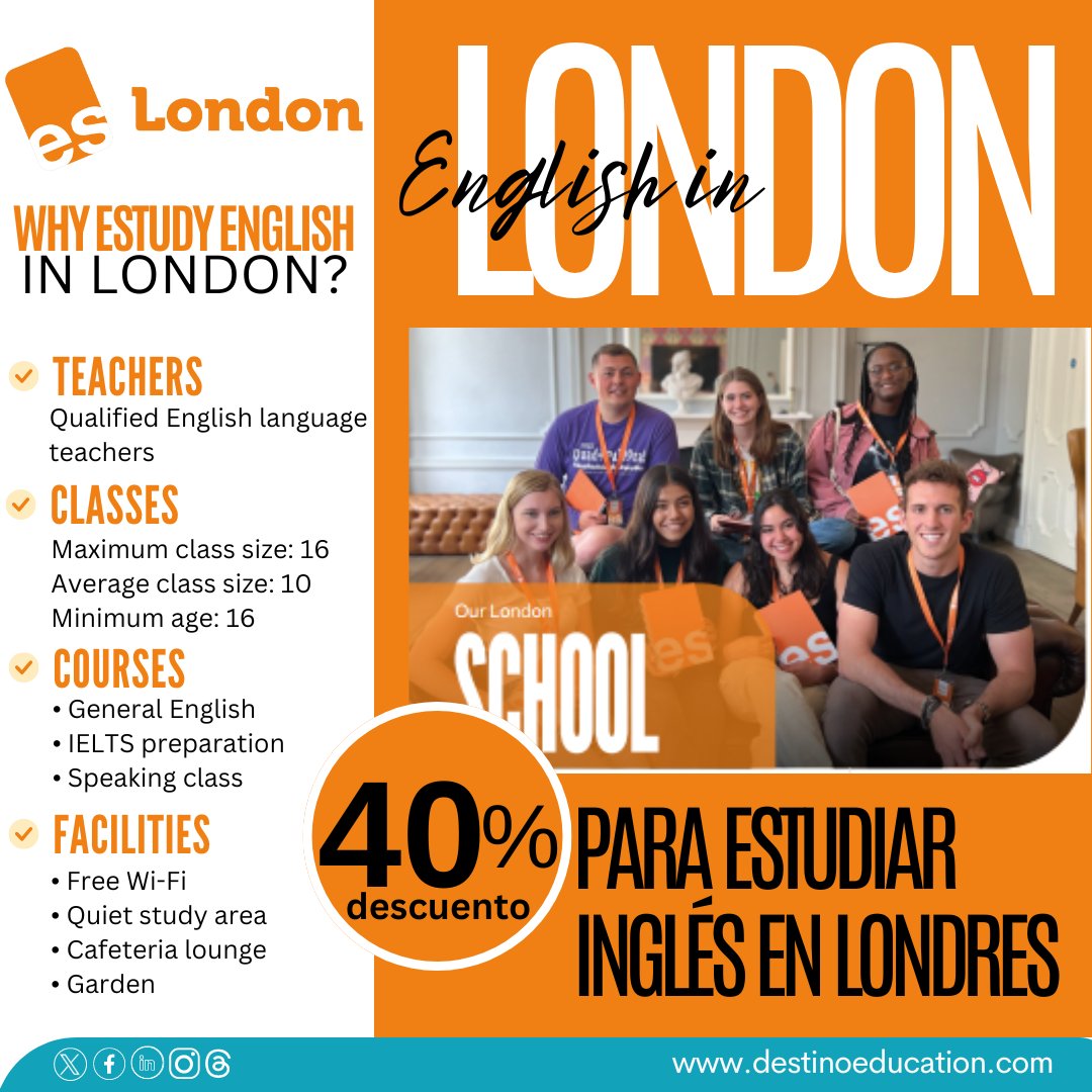 DestinoAUS's tweet photo. ¡No dejes pasar la oportunidad! Estudia inglés en Londres. Escríbenos: https://t.co/DVEkrRe3zW
#LondonON #englishtime #destinoeducation #destinoeducation2024 https://t.co/yLDNiAbzQ5