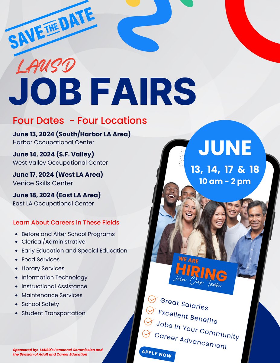LAUSD has many exciting employment opportunities available for graduating students! Join us for a job fair in June to explore the possibilities! @LAUSDDepSupInst @LAUSD_ChiefSped @JSoto_LAUSD_DSE