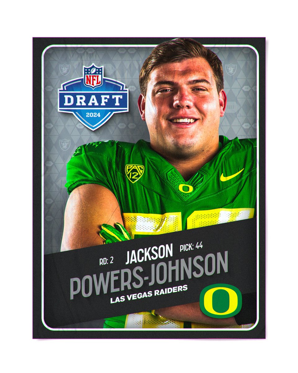 Viva! The @Raiders select @oregonfootball’s Jackson Powers-Johnson in the 2nd round of the #NFLDraft. #GoDucks