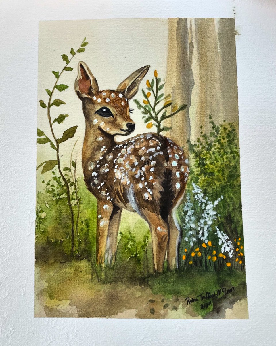 Painting I did for my great, great nephew.

#watercolour #watercolourpainting #watercolourart #art #artwork #painting #fawn #deer #illustration #nurseydecor #nurseryartwork