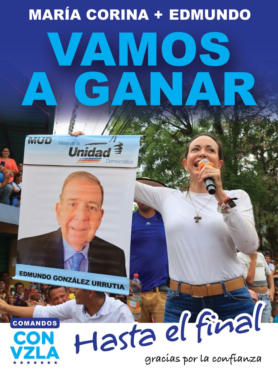¡Vamos a ganar! La fórmula es facilita: María Corina + Edmundo. El próximo #28Jul votamos, elegimos y cambiamos en #EleccionesLibresVzla. @MariaCorinaYA @EdmundoGU