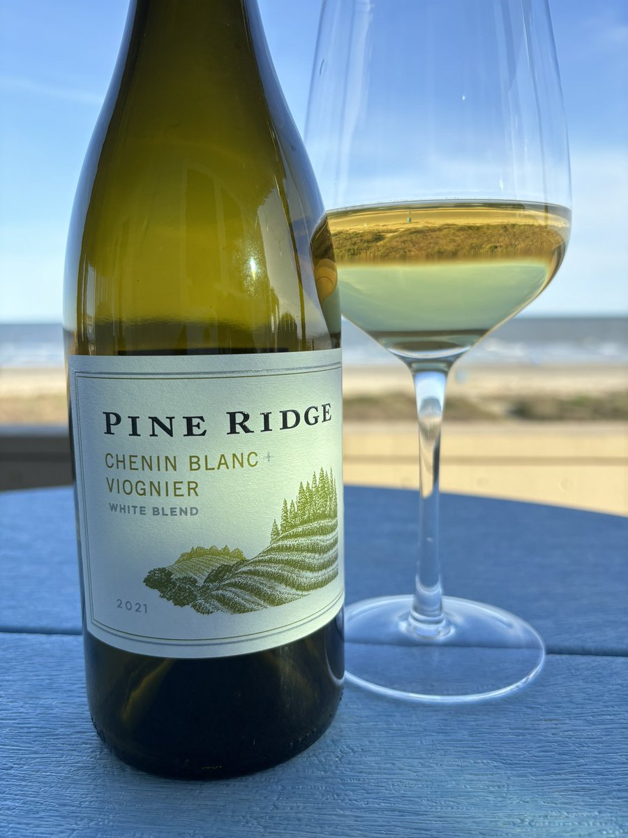 Still reminiscing about my delightful vacation on Galveston Island. This Pine Ridge wine was perfect for the beach. One of the best affordable white blends around. #beachwine #viognier #cheninblanc #galvestonisland