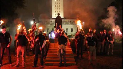 During my freshman year at UT, a white supremacist group showed up on campus to take pictures and were asked to quietly leave. Apparently this kind of free speech isn’t deserving of State Troopers, it’s only when you peacefully protest a genocide.