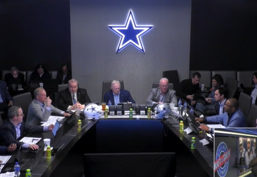 Cowboys back on the clock in nine picks. Linebacker, center, running back, defensive tackle are all needs