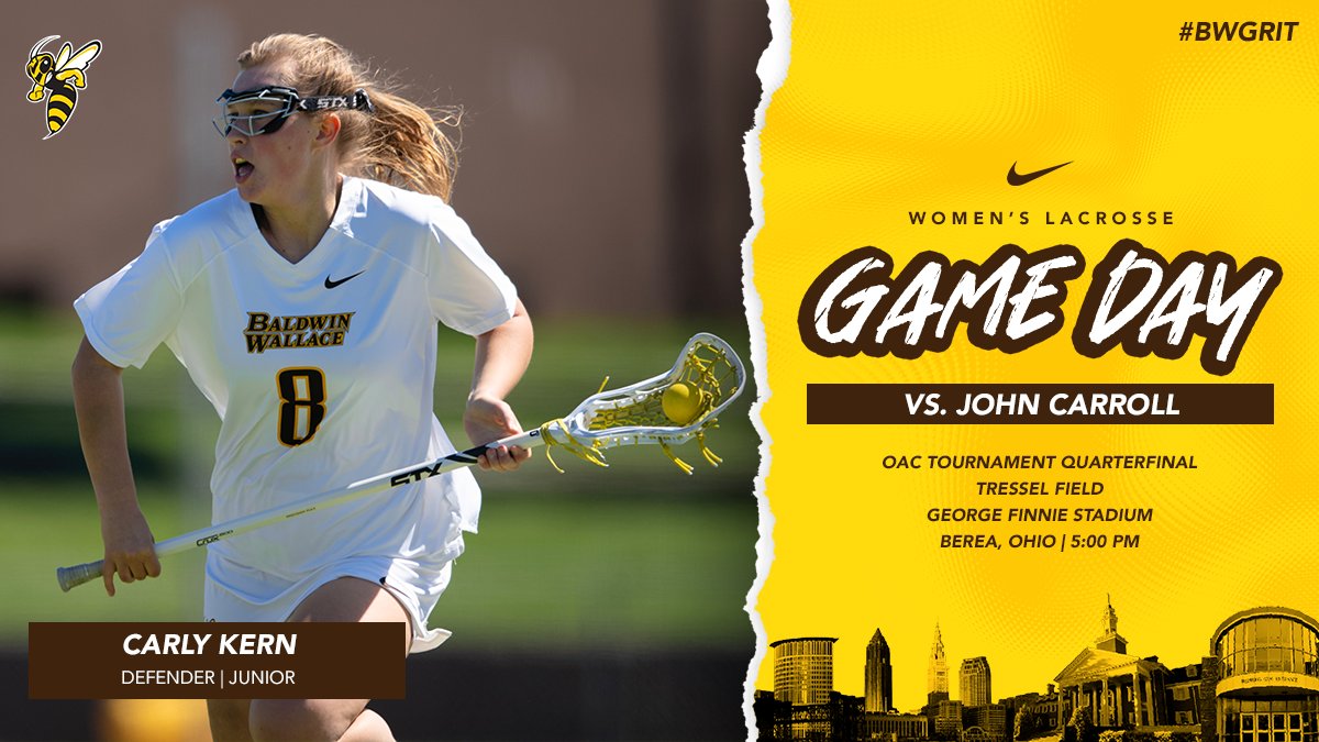 ⏰ IT'S TOURNEY TIME 👀

<a href="/bw_wlax/">Baldwin Wallace Women’s Lacrosse</a> hosts <a href="/JCUWLAX/">John Carroll Women’s Lacrosse</a> today in the OAC Tournament Quarterfinal!🥍

🕔: 5:00pm
🏟️: Tressel Field; Finnie Stadium
📍: Berea, OH
🎟️: bwyellowjackets.cc/3FJolEF
📒: bwyellowjackets.cc/3QlYng5
📊: bwyellowjackets.cc/3xPbVKE
📺: bwyellowjackets.cc/4aSZP1W (No Commentary)