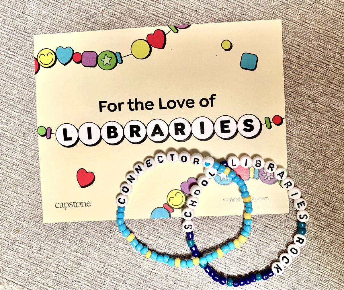 Thank you @CapstonePub for the #fortheloveoflibraries bracelets for #SchoolLibraryMonth. Such a fun treat to end the week!