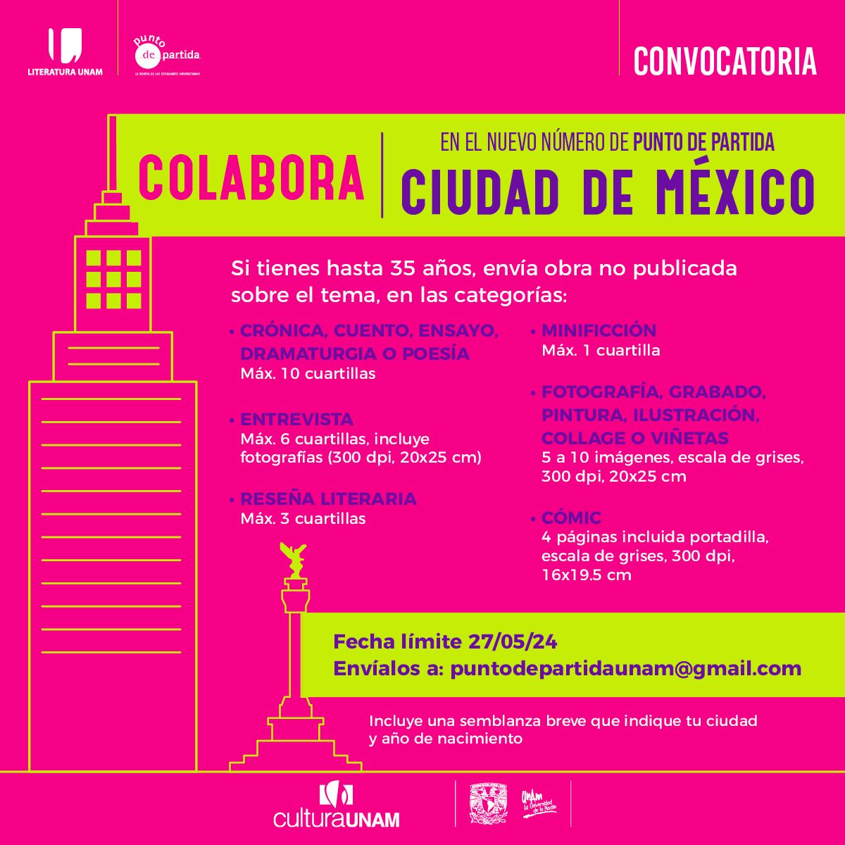 La Ciudad de México es esto y muchas cosas. ¿Qué significa para ti vivir en la séptima ciudad más poblada del mundo? Te invitamos en enviar tus propuestas para el #246 de Punto de partida dedicado a esta gran urbe.