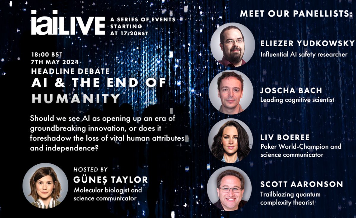 I'll be in this panel airing live on May 7th, 10a Pacific at iai.tv/live.