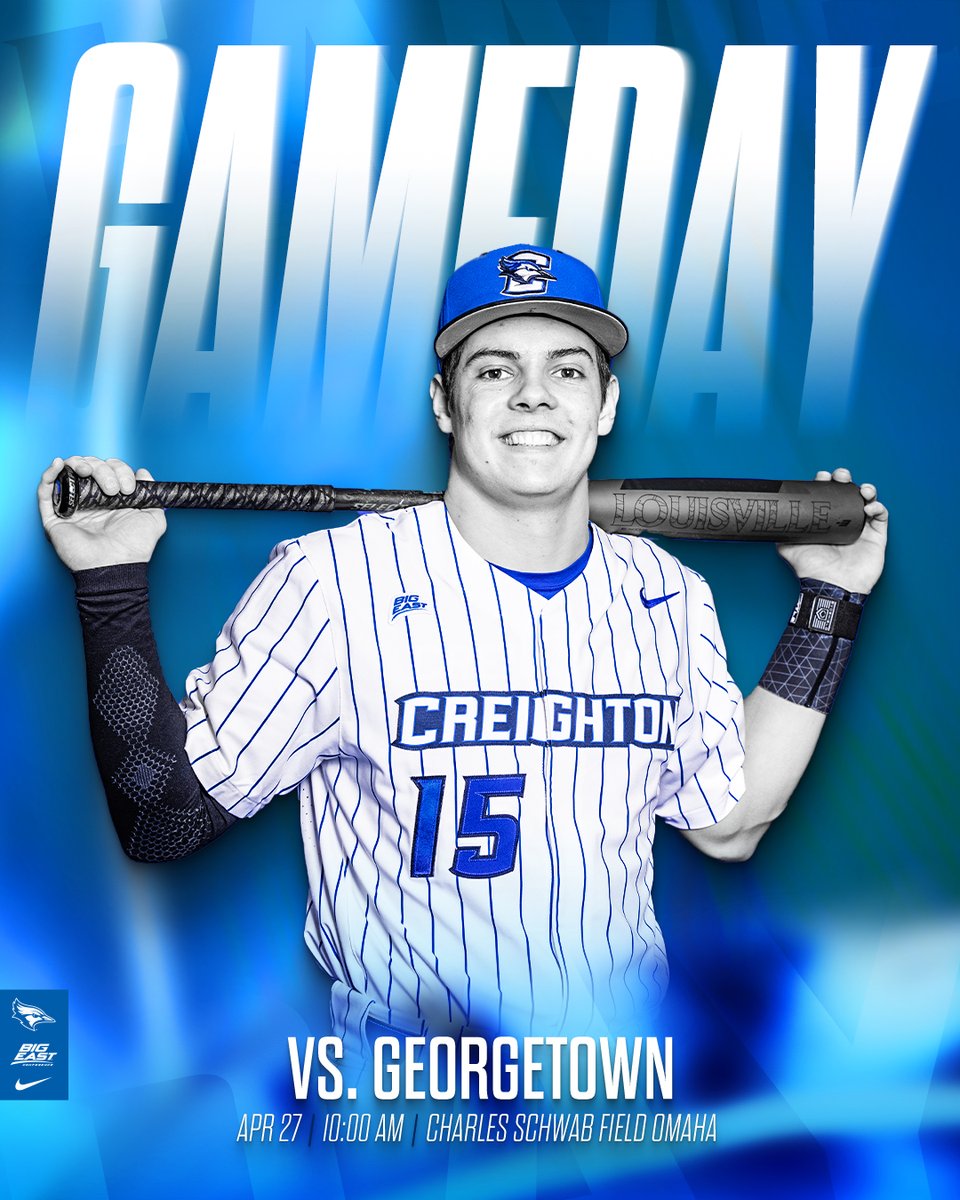 Saturday doubleheader! 🆚 Georgetown 📍 Omaha, NE 🏟️ Charles Schwab Field Omaha ⏰ Game 1: 10:00am 📺 FloBaseball 🎧 1180 AM 📈 creighton.statbroadcast.com 🎟️ tinyurl.com/3ytp557h #GoJays