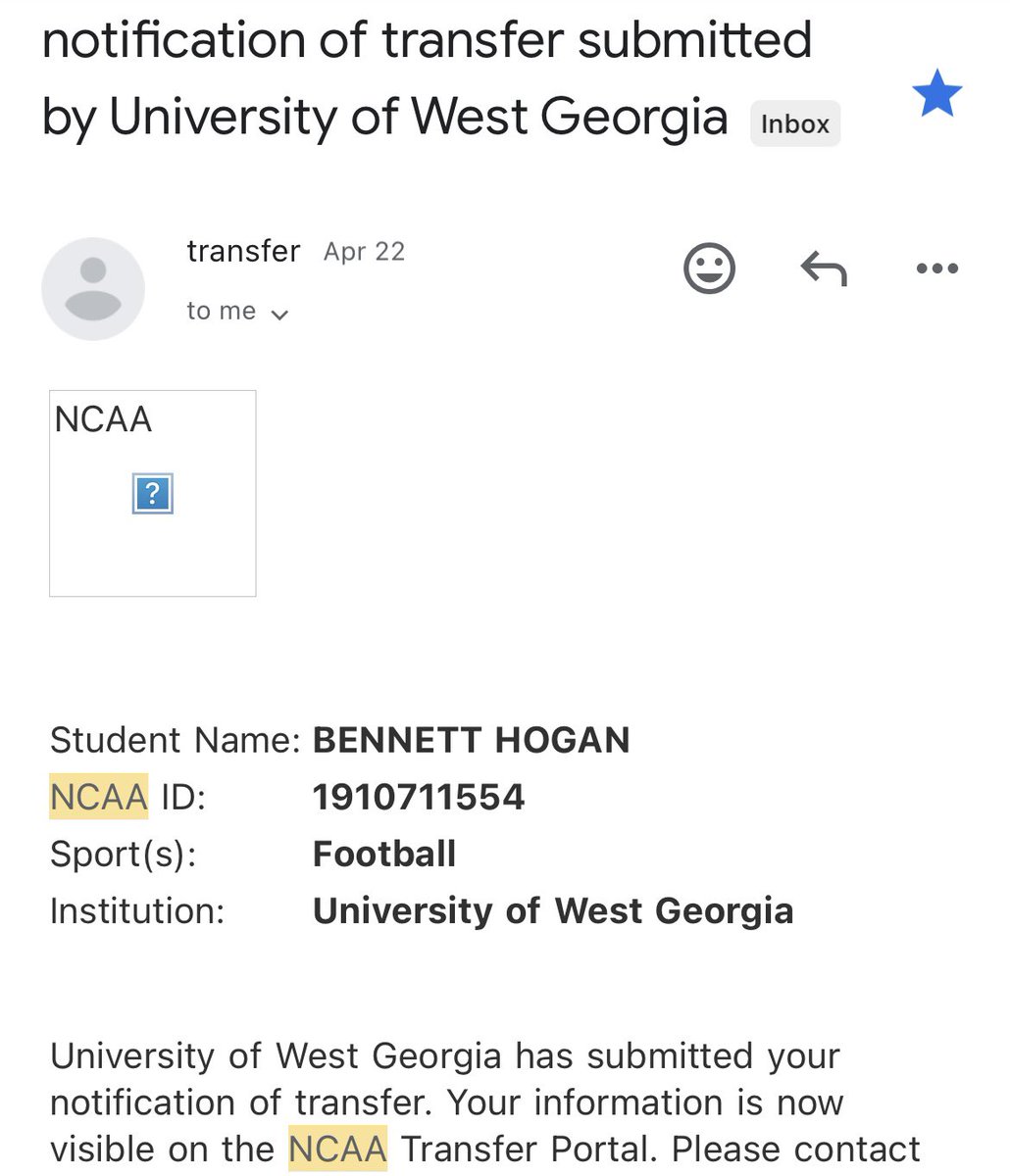 I want to give thanks to my Lord and savior Jesus Christ for giving me an opportunity to play the game of football and play it at the collegiate level. I want to also thank my coaches at UWG for the time I was there. With that being said, I have entered the transfer portal!