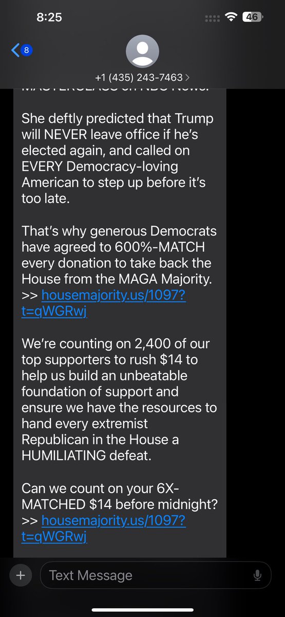 No surprise, but Liz Cheney is helping the Democrats to take control of the House. This fundraising text is from the same number and on the same thread as an Obama money list.