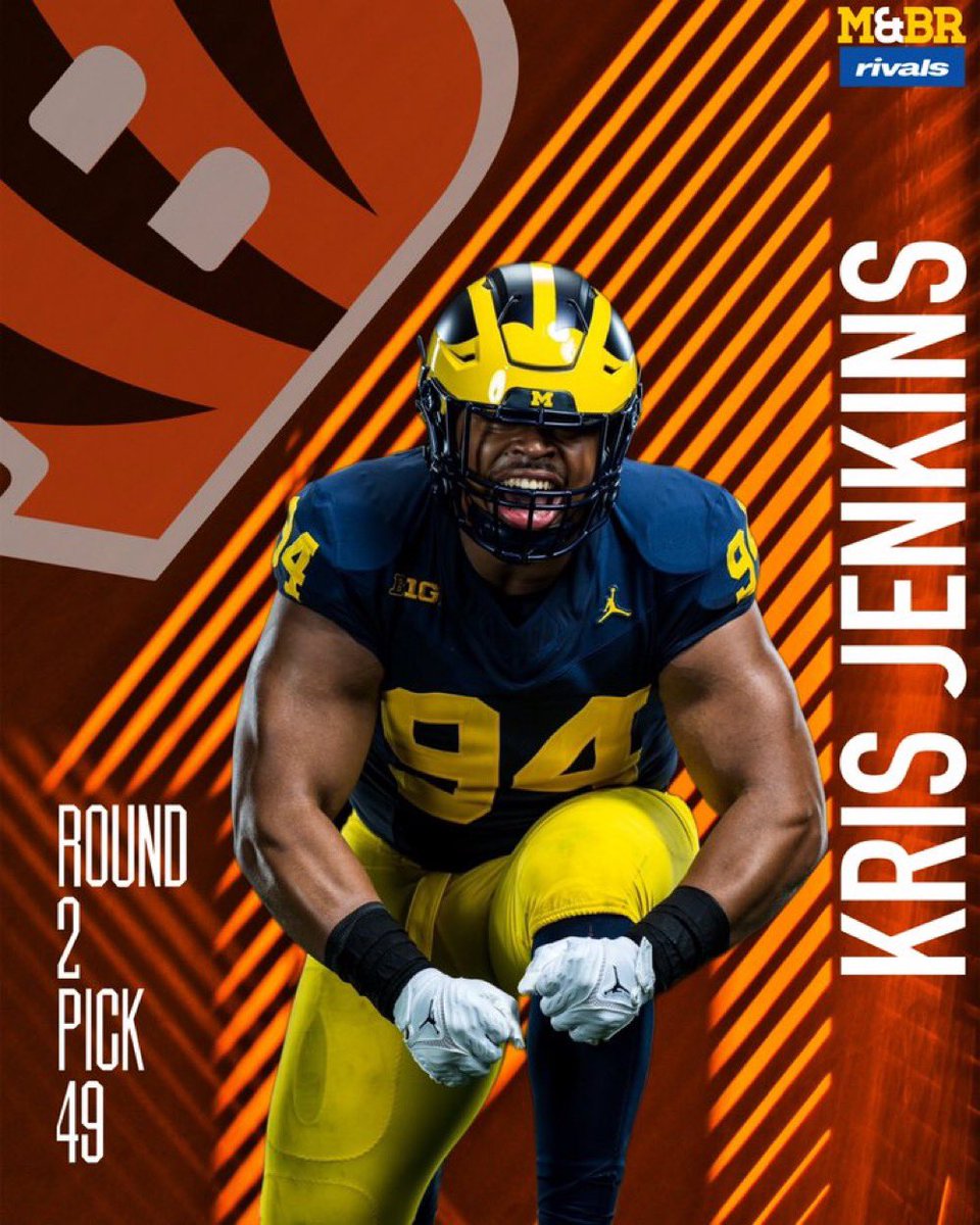 With the 49th pick in the @nfl draft the @Bengals select @KrisJenkinsJr1 @UMichFootball #GOBLUE #PROBLUE