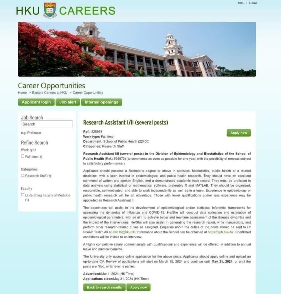 'Multiple Research Assistant opportunities at The University of Hongkong (HKU). Application Deadline: 31 May, 2024. jobs.hku.hk/en/job/526545/… '