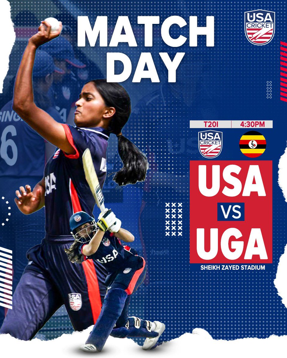 Set your ⏰ to see USA Women’s first match of the @ICC #T20WorldCup Women’s Qualifier tomorrow on ICC TV! ✨

🏏 USA 🆚 Uganda 
⏰ 4:00 AM PDT | 6:00 AM CDT | 7:00 AM EDT
📍Abu Dhabi, UAE
🏟️ Sheikh Zayed Stadium 
📺 Icc.tv

#WeAreUSACricket 🇺🇸
