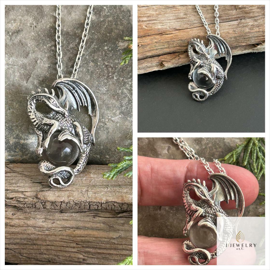 🐣. Offer Xtras! Dragon silver necklace, 925 sterling silver dragon for $109.00 #JewelryForMen #UniqueJewelry