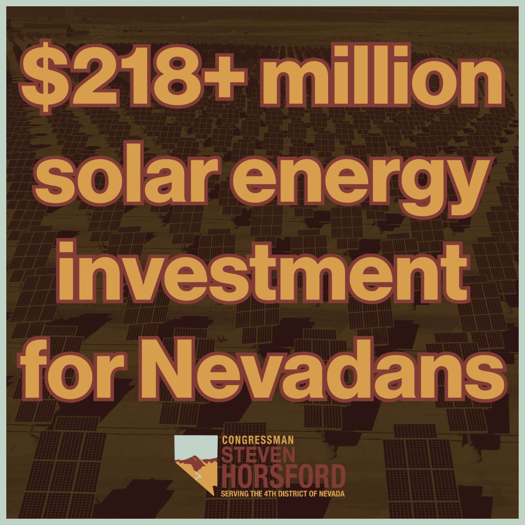 As the 3rd-sunniest state in the US, Nevada is poised to be a leader in solar energy. I'm excited to announce over $218 million in federal funding to enhance our solar capabilities, create jobs, & ensuring that all communities, including tribal areas, benefit from this growth.