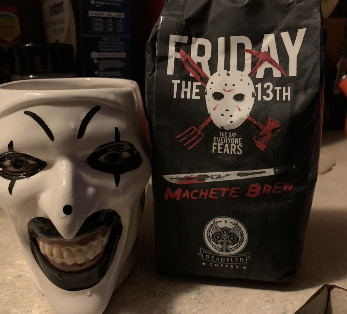 Joe Stone (@joestone17) on Twitter photo Prepping some Friday the 13th: Machete Brew ( from <a href="/DeadSledCoffee/">Dead Sled Coffee ☕️</a>) in my giant Art mug for #TheLastDriveIn.
#MutantFam <a href="/kinky_horror/">Diana “Darcy the Mail Girl” Prince 🤠💌</a> <a href="/therealjoebob/">Joe Bob Briggs</a> Prepping some Friday the 13th: Machete Brew ( from <a href="/DeadSledCoffee/">Dead Sled Coffee ☕️</a>) in my giant Art mug for #TheLastDriveIn.
#MutantFam <a href="/kinky_horror/">Diana “Darcy the Mail Girl” Prince 🤠💌</a> <a href="/therealjoebob/">Joe Bob Briggs</a>
