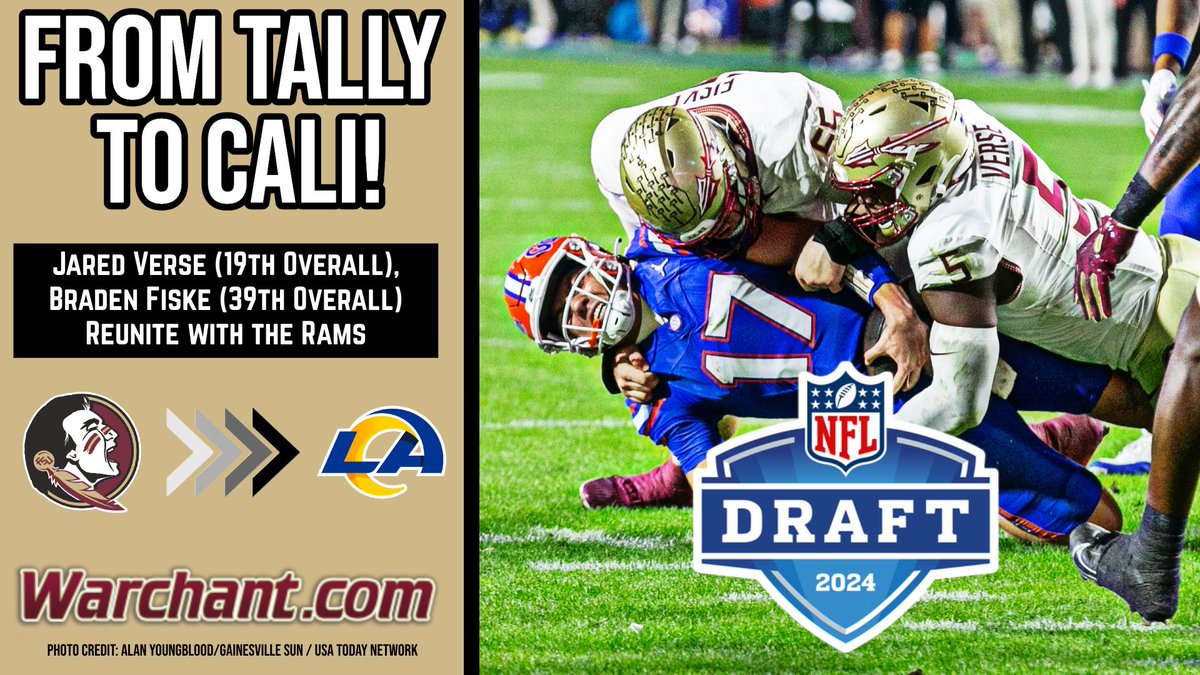 The Braden Fiske/Jared Verse duo is just getting started as the two #FSU DL have reunited with @RamsNFL after Fiske was taken 39th overall in the second round on Friday night. More: on3.com/teams/florida-…