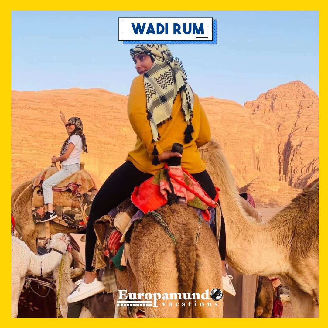 Wadi Rum: Jordan's desert gem. A mesmerizing landscape of sandstone mountains, ancient history, and Bedouin culture. Let Europamundo unveil its wonders! 🐪🏜️ #WadiRum #EuropamundoTours