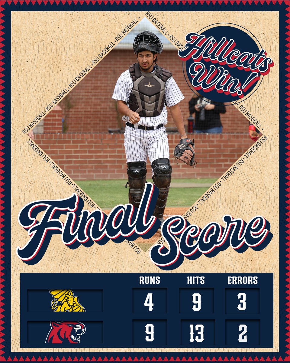 Hillcats bounce back in game 2 to even the series against Missouri Western 9-4! Matthew Delgado lifted RSU offensively going 3-for-5 with a RBI double! #ForTheRedAndNavy