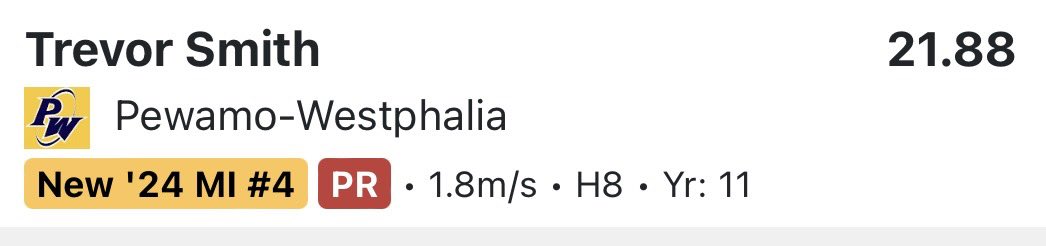 PWTrackXC's tweet image. 🚨 School Record Alert 🚨 

Congratulations to Trevor Smith on breaking our 200 Meter Dash School Record!  (previously held by Cory Noeker)

Fantastic race!!!

#everypointcounts
#worm