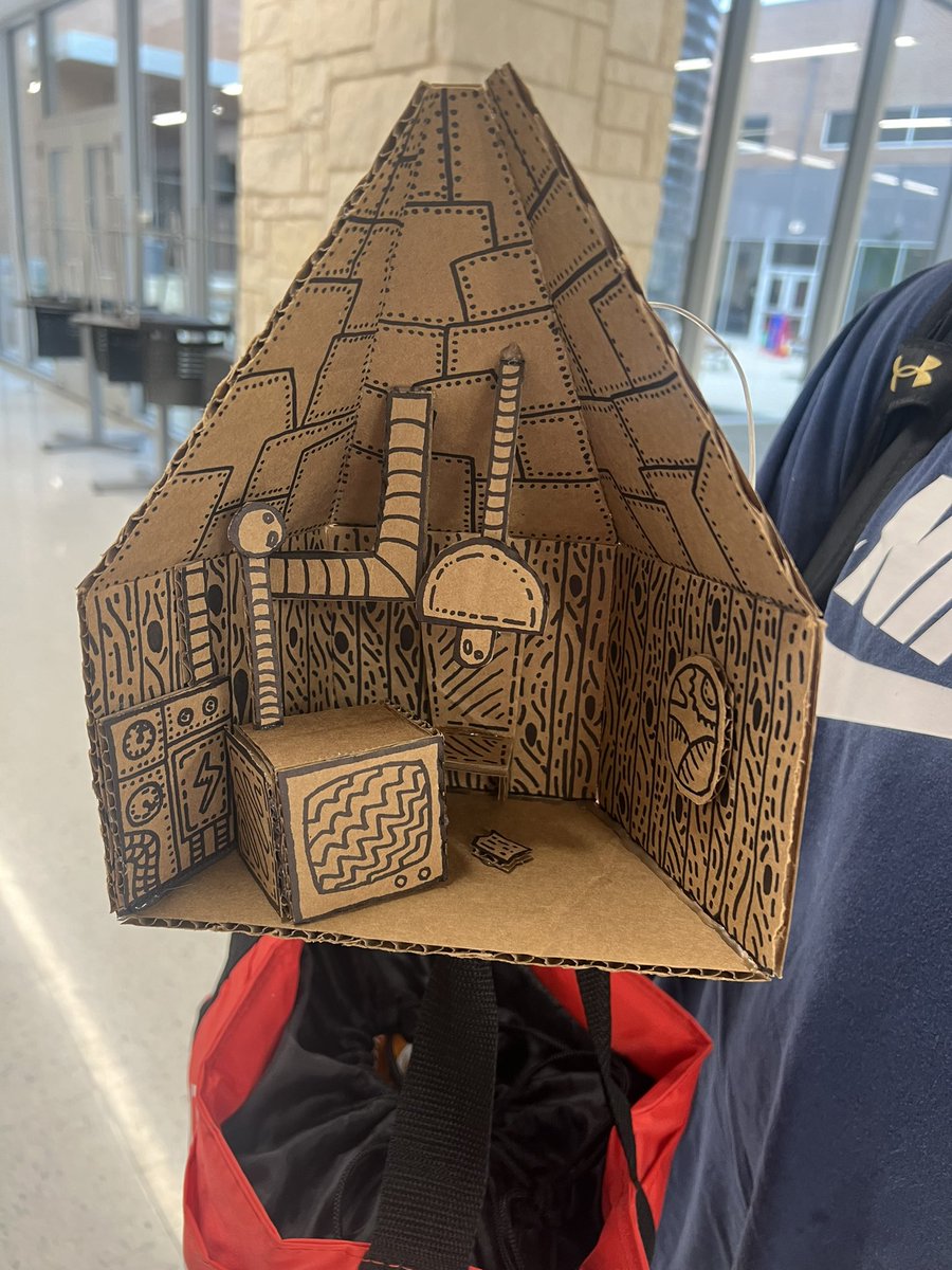 Cardboard house that has a light! #cardboardart #day7 #SummersStrong #middleschool Stay tuned for more daily oddities and awesome middle school moments. What will tomorrow bring? 😄